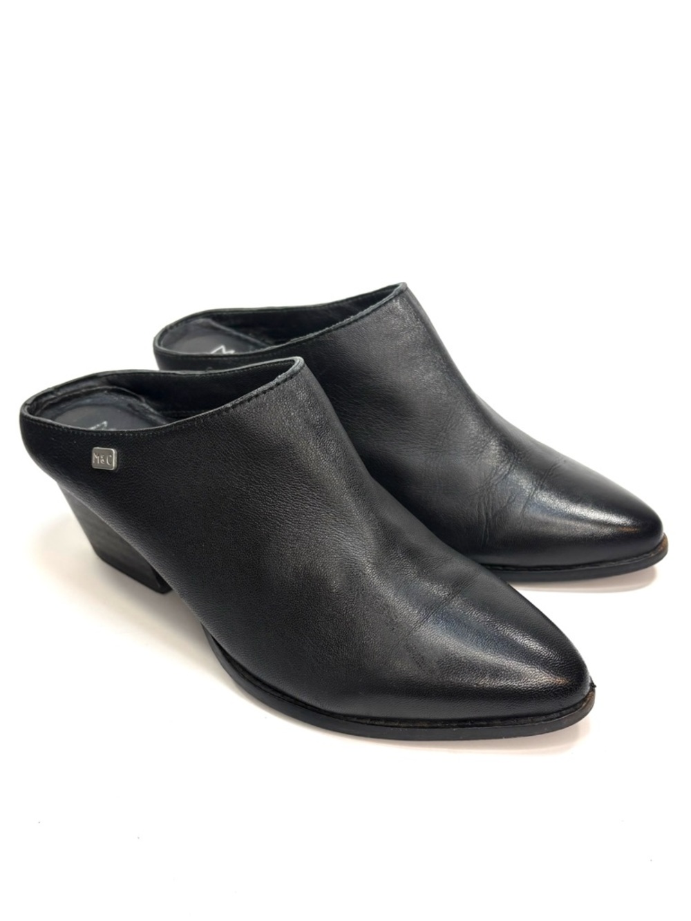 Musse & Cloud Black Leather Heeled Mules | 38